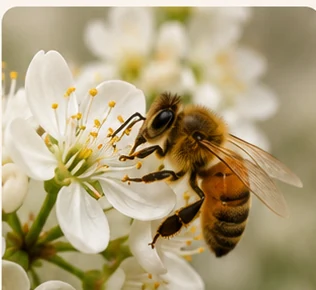 Abeja sobre flores