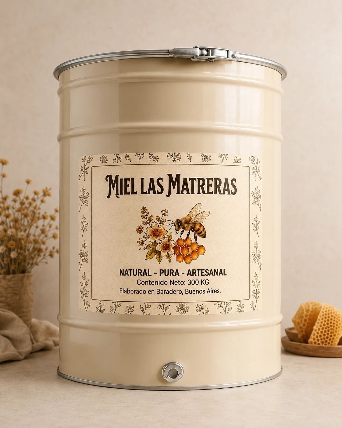 Tambor de miel de 300 kilogramos